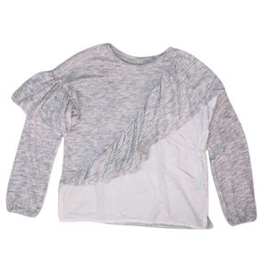 ZARA Girls Casual Collectio long sleeve top gray and white Ruffle Top